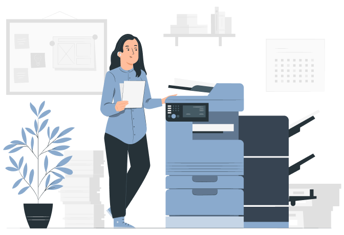 woman printing documents