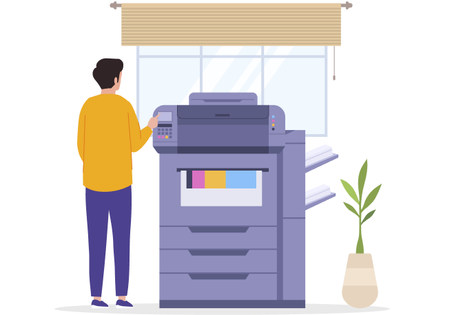 man printing documents