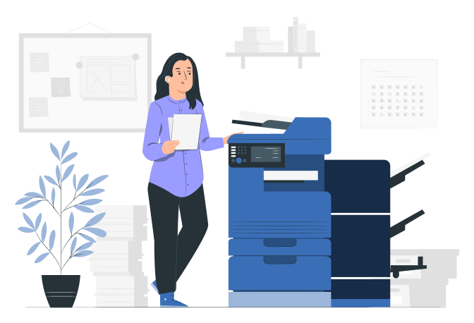 woman is printing legal documents